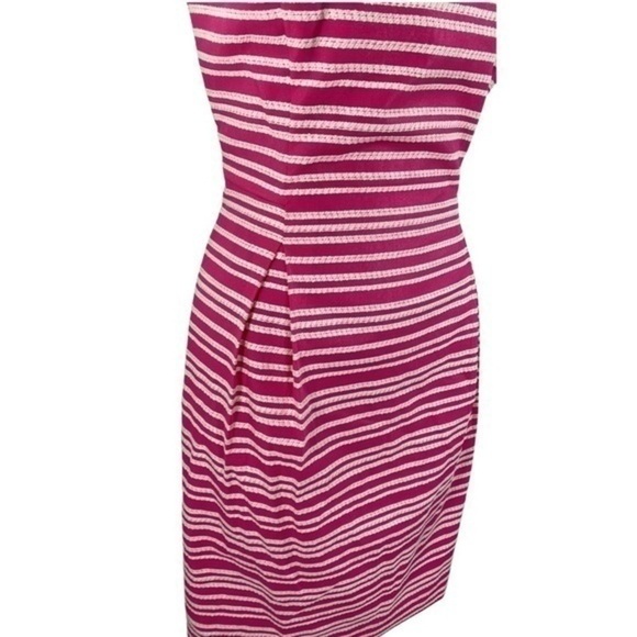 Tommy Hilfiger pink white textured stripe a-line dress II27 - Picture 6 of 10